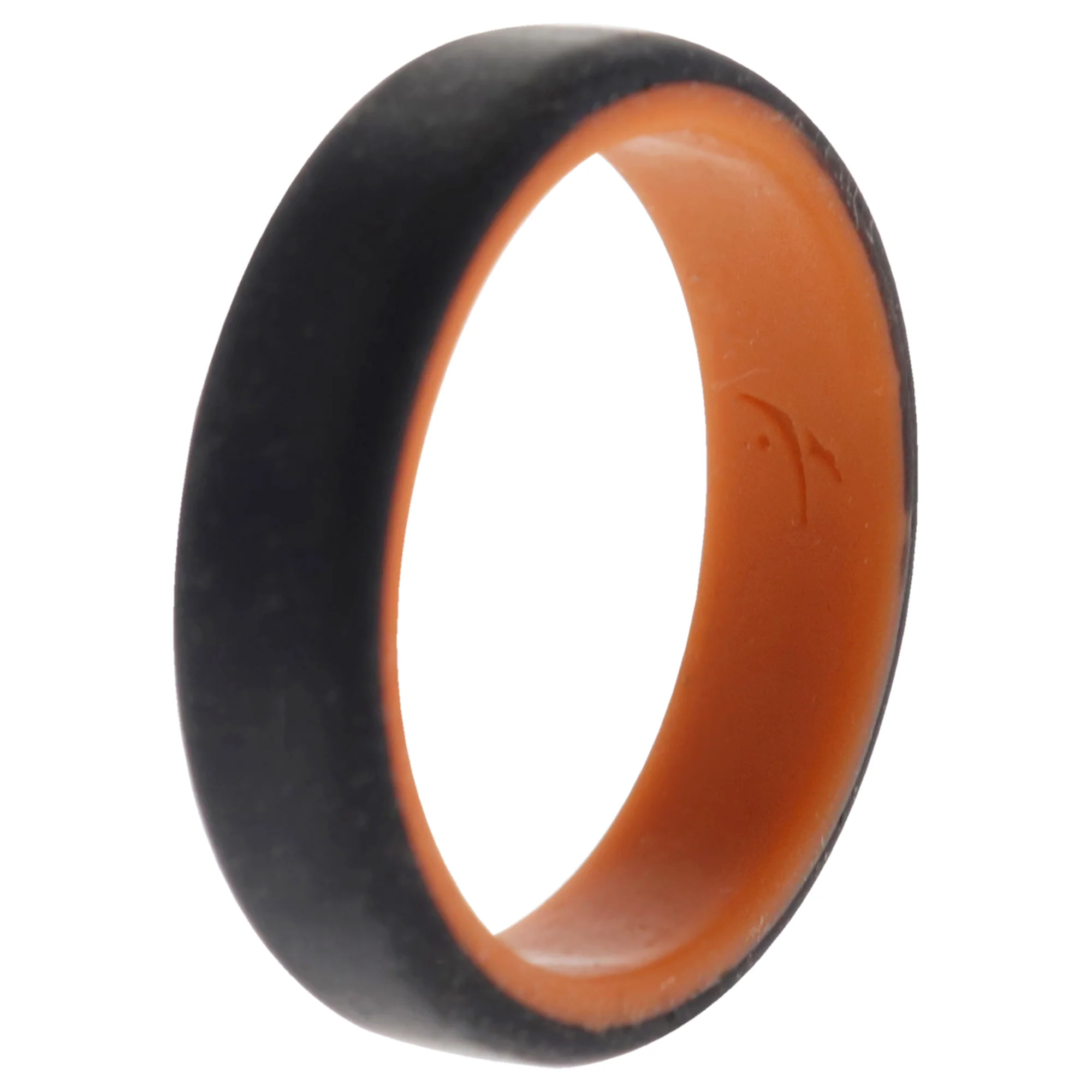 Silicone Wedding 6mm Brush 2Layer Ring - Orange-Black by ROQ for Men - 12 mm Ring - Olabens
