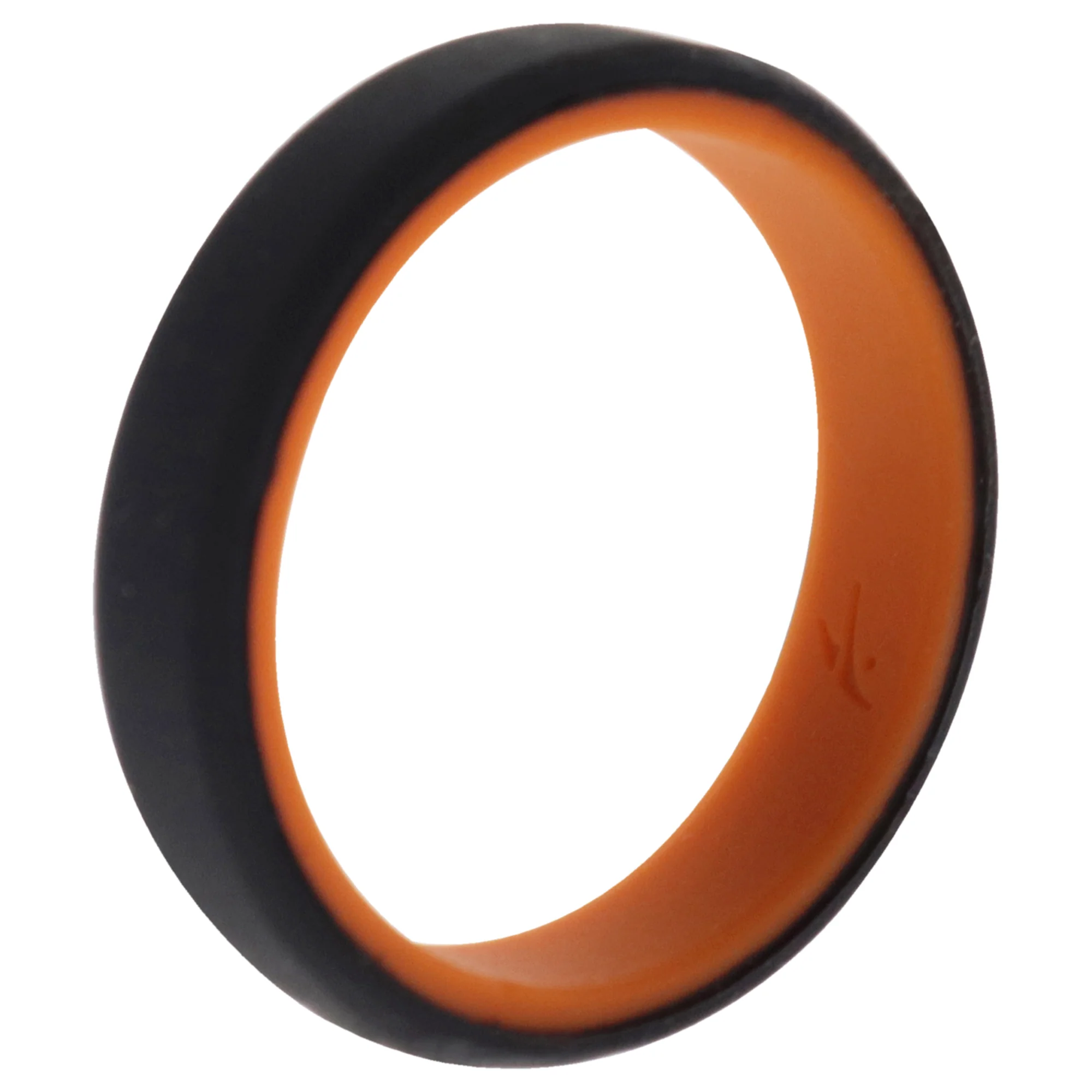 Silicone Wedding 6mm Brush 2Layer Ring - Orange-Black by ROQ for Men - 16 mm Ring - Olabens