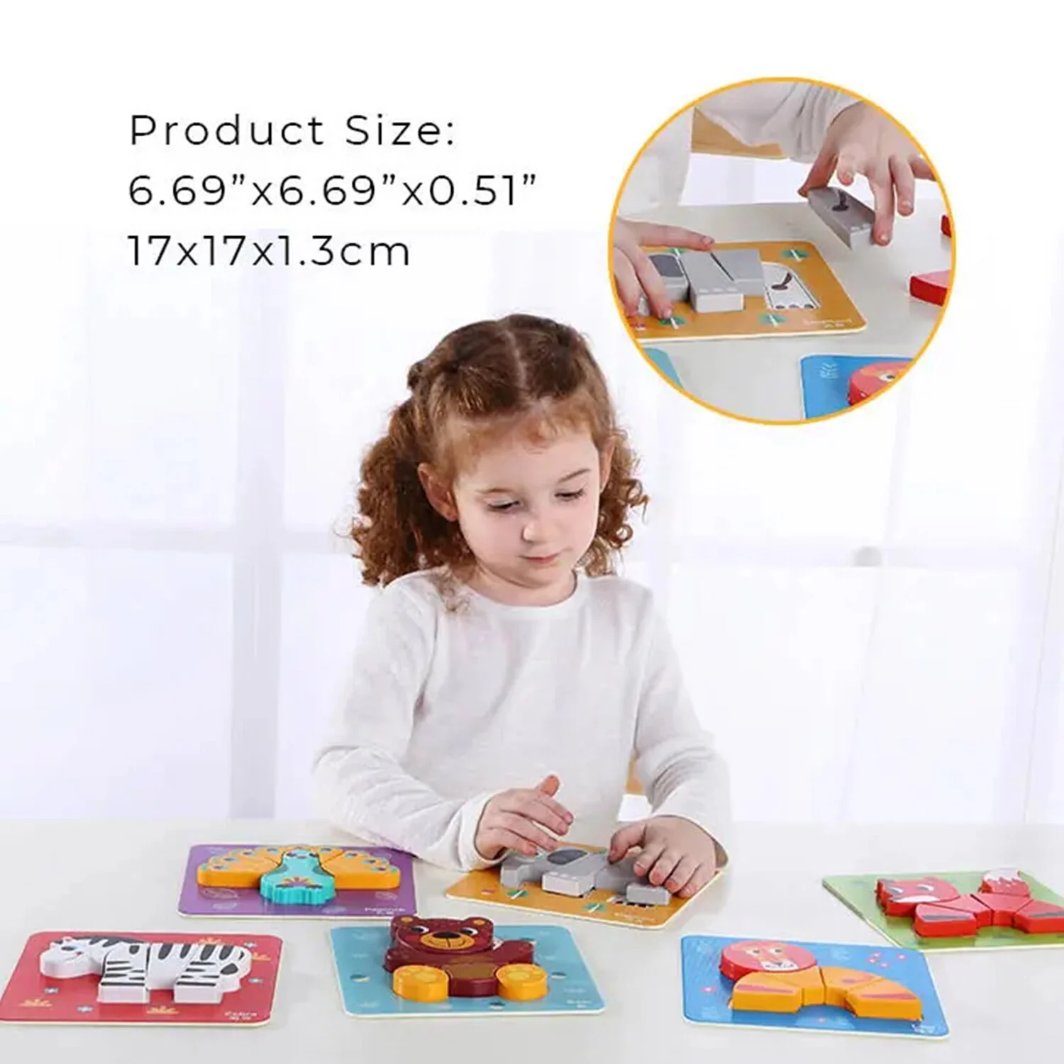 Tooky Toy Co 6 In Mini Animal Puzzle  17x17x2cm - Olabens