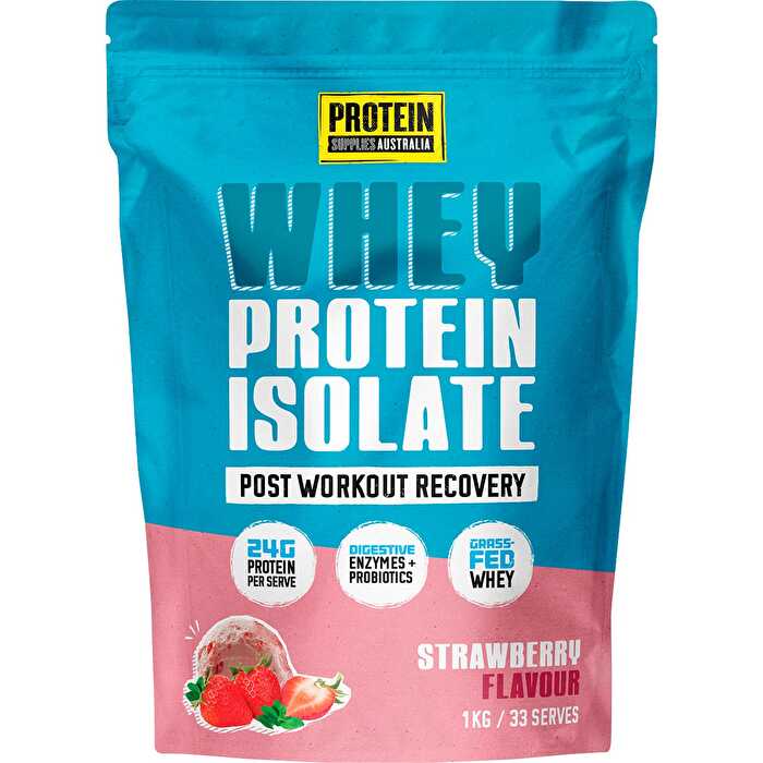 Protein Supplies Australia WPI Whey Protein Isolate Strawberry 1kg - Olabens