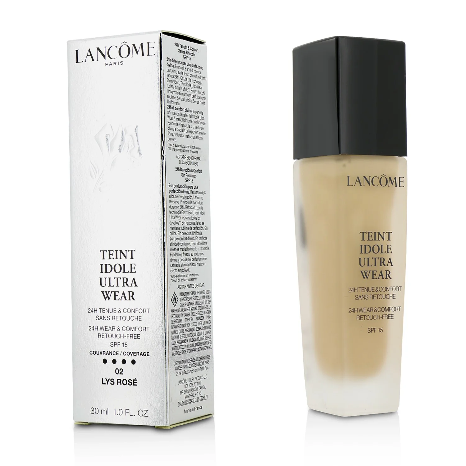 Lancome Teint Idole Ultra Wear 24H Wear & Comfort Foundation SPF 15 - # 02 Lys Rose  30ml/1oz - Olabens