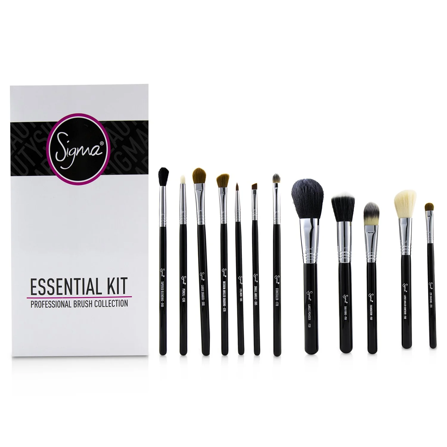 Sigma Beauty Essential Kit Professional Brush Collection - # Black  12pcs - Olabens