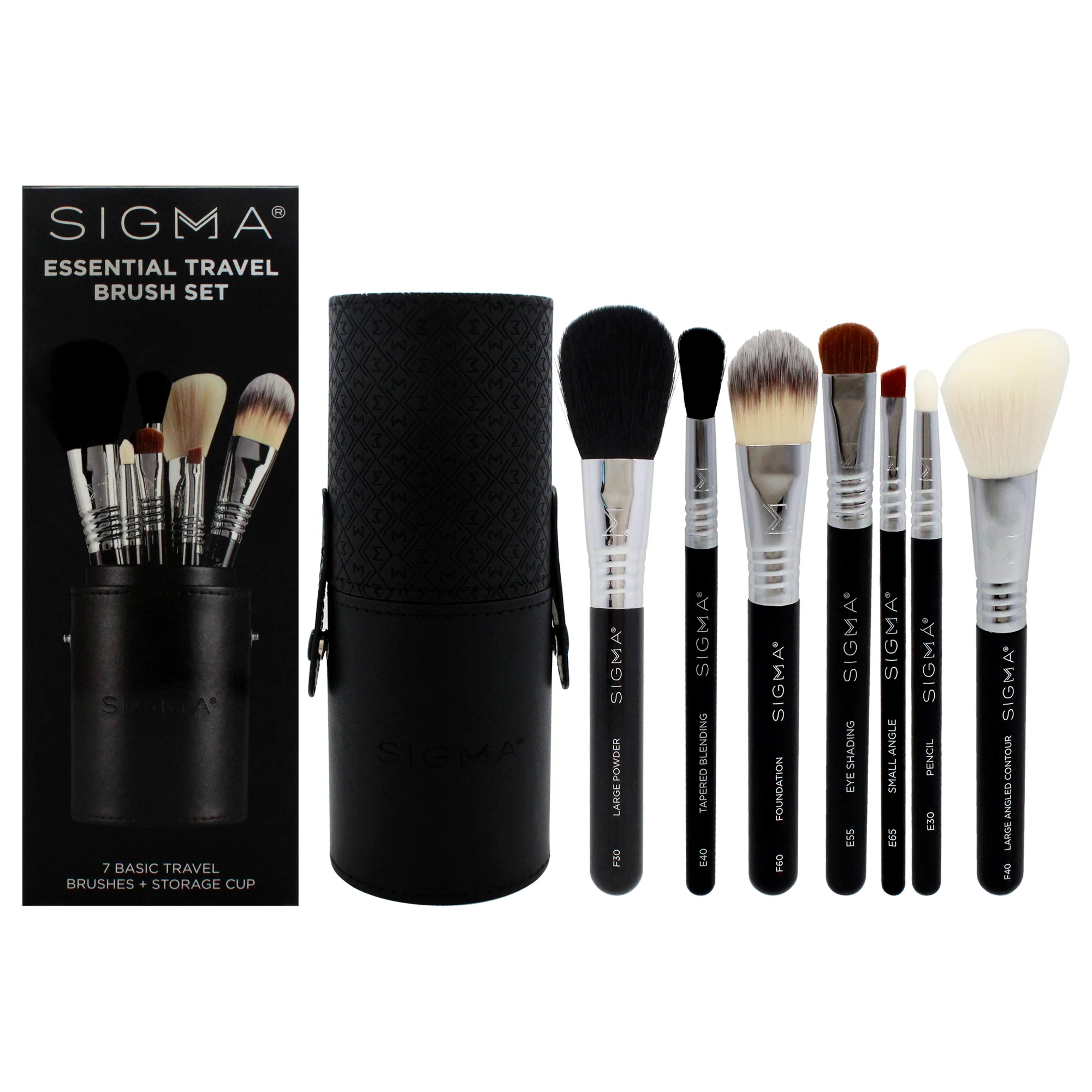 Essential Travel Brush Set by SIGMA for Women - 7 Pc Brush - Olabens