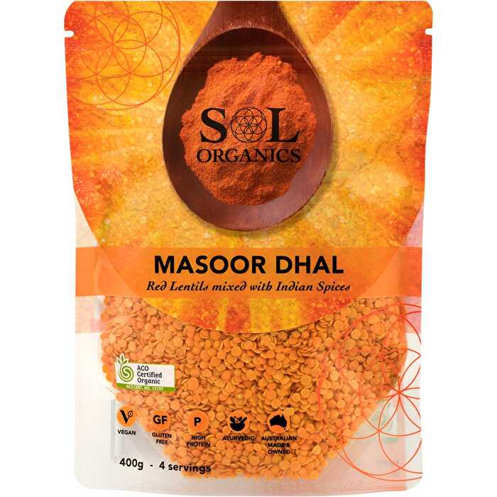 Sol Organics Masoor Dhal Red Lentil Mix 400g - Olabens