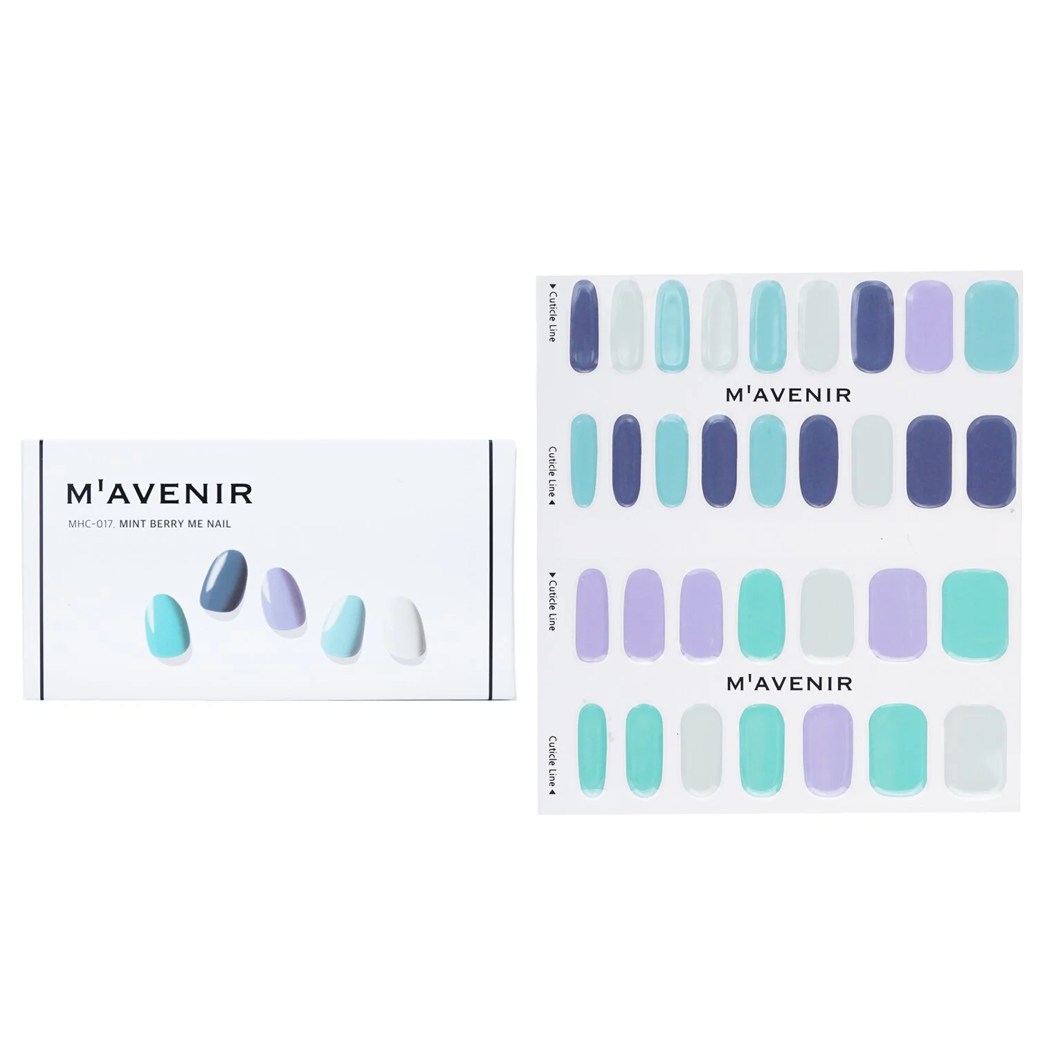 Mavenir Nail Sticker (Blue) - # Mint Berry Me Nail  32pcs - Olabens