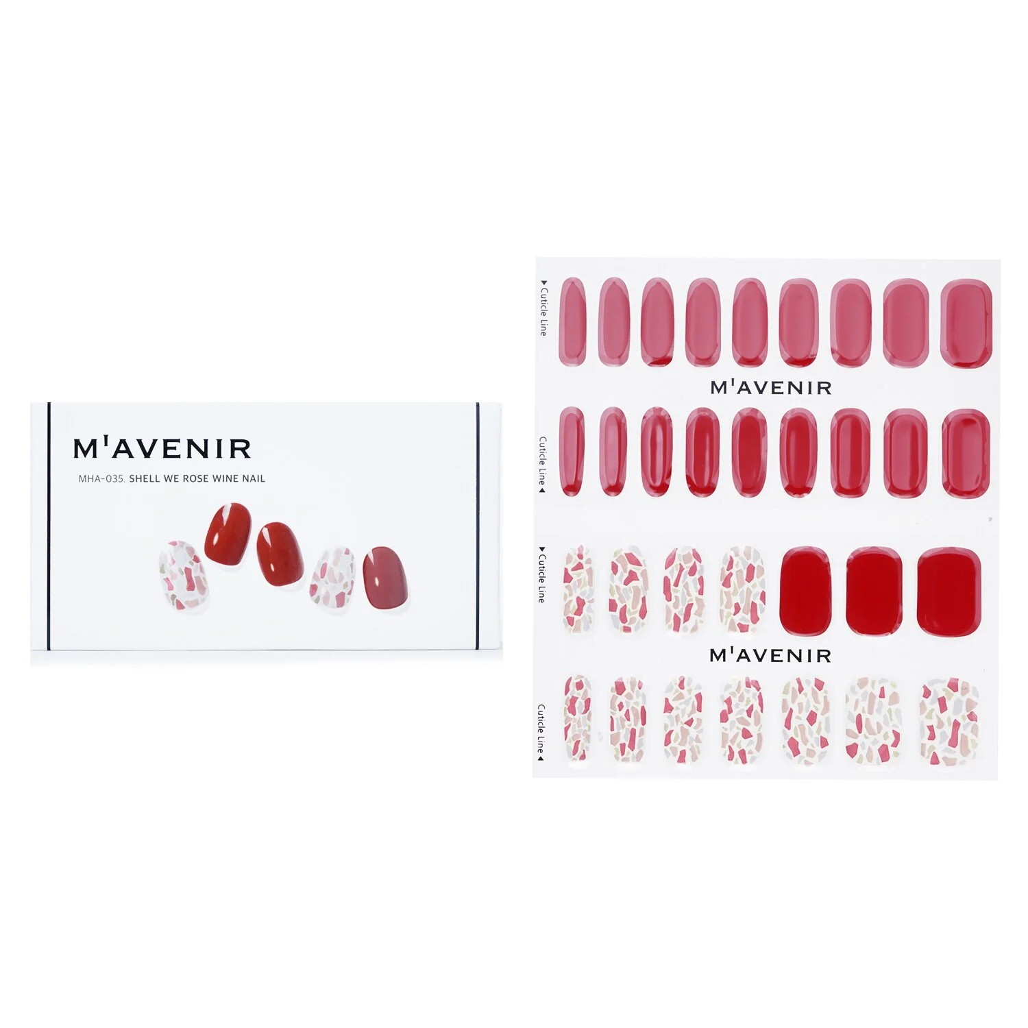 Mavenir Nail Sticker (Red) - # Shell We Rose Wine Nail  32pcs - Olabens