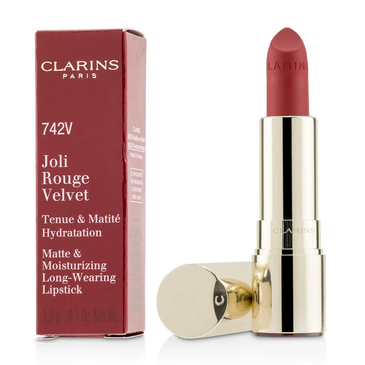 Clarins Joli Rouge Velvet (Matte & Moisturizing Long Wearing Lipstick) - # 732V Grenadine  3.5g/0.1oz - Olabens