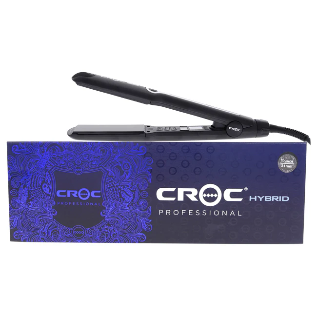 Croc Hybrid Flat Iron - Black Titanium by Croc for Unisex - 1.5 Inch Flat Iron - Olabens