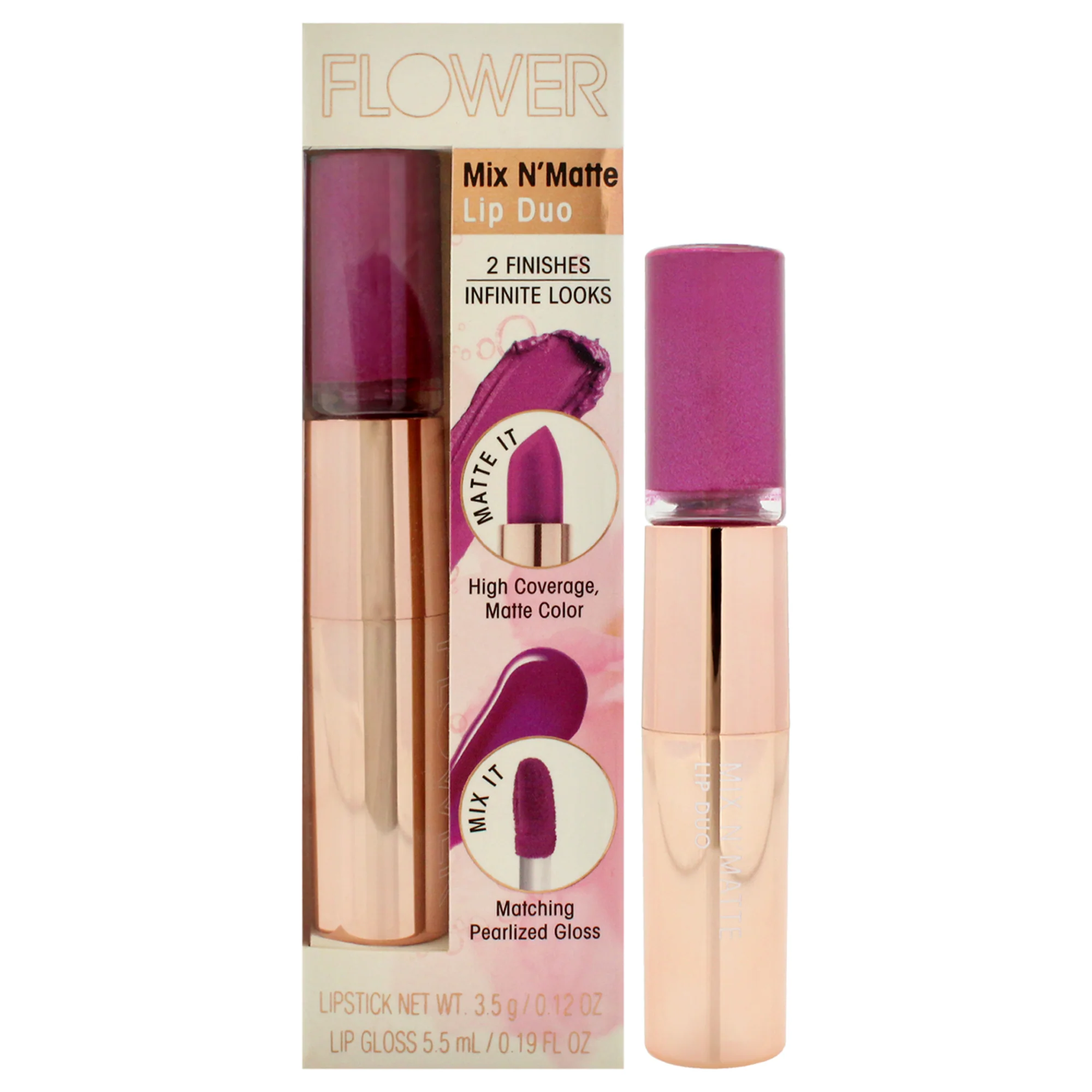 Mix N Matte Lip Duo - LD5 Violet Vixen by Flower Beauty for Women - 0.19 oz Lipstick - Olabens