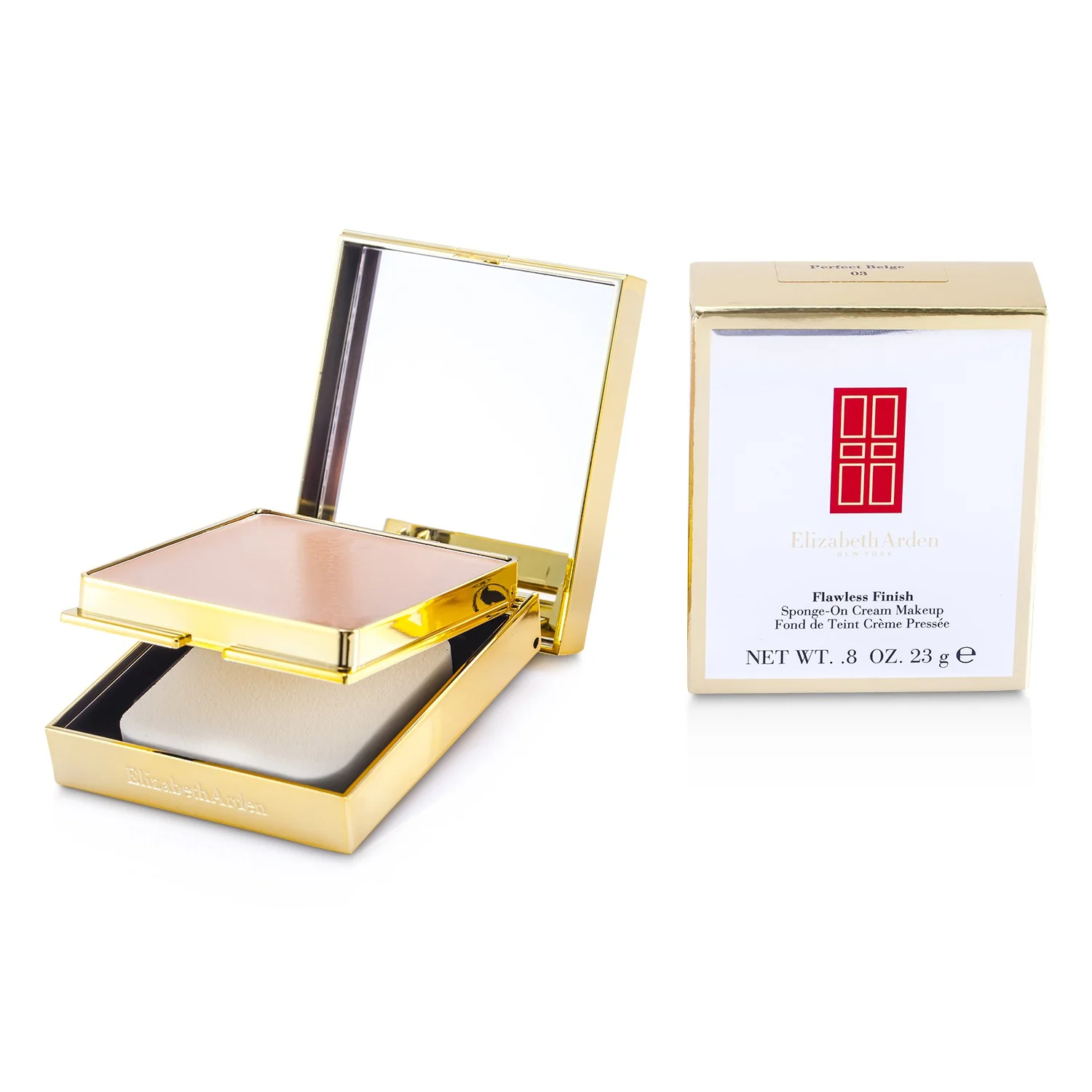 Elizabeth Arden Flawless Finish Sponge On Cream Makeup (Golden Case) - 03 Perfect Beige  23g/0.8oz - Olabens