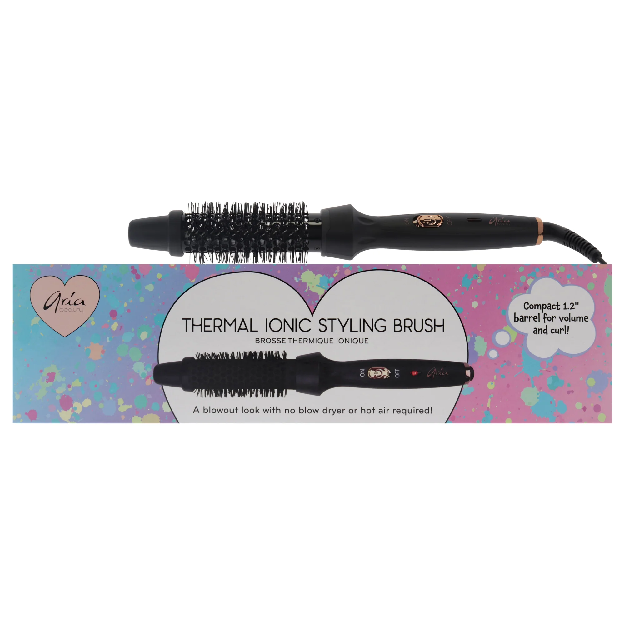 Thermal Ionic Styling Brush - Black by Aria Beauty for Women - 1.2 Inch Brush - Olabens