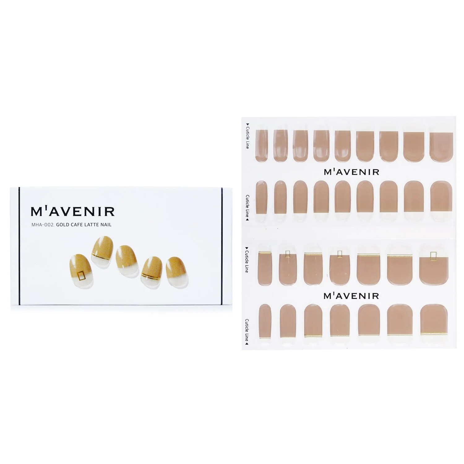 Mavenir Nail Sticker (Brown) - # Gold Cafe Latte Nail  32pcs - Olabens