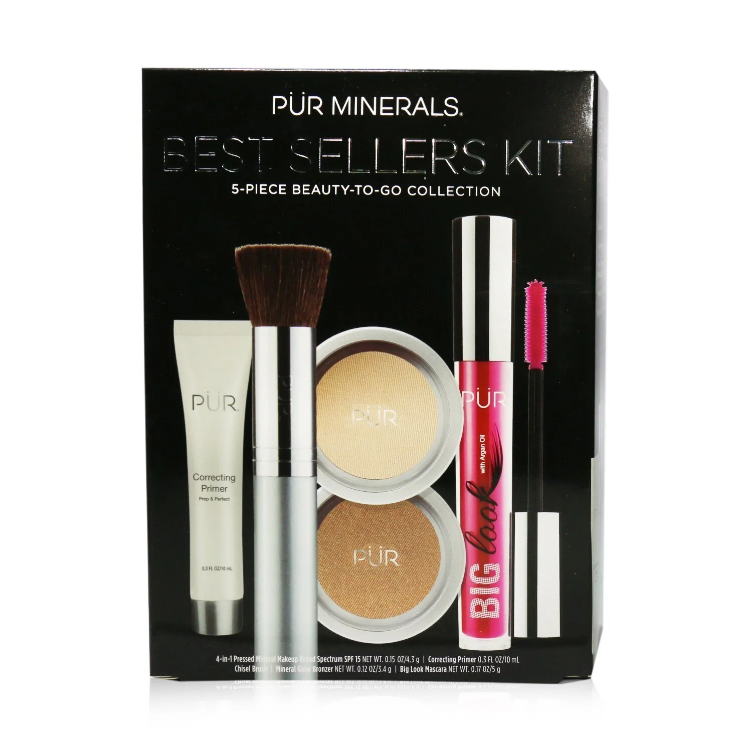 PUR (PurMinerals) Best Sellers Kit (5 Piece Beauty To Go Collection) (1x Powder, 1x Primer, 1x Bronzer, 1x Mascara, 1x Brush) - # Light Tan  5pcs - Olabens