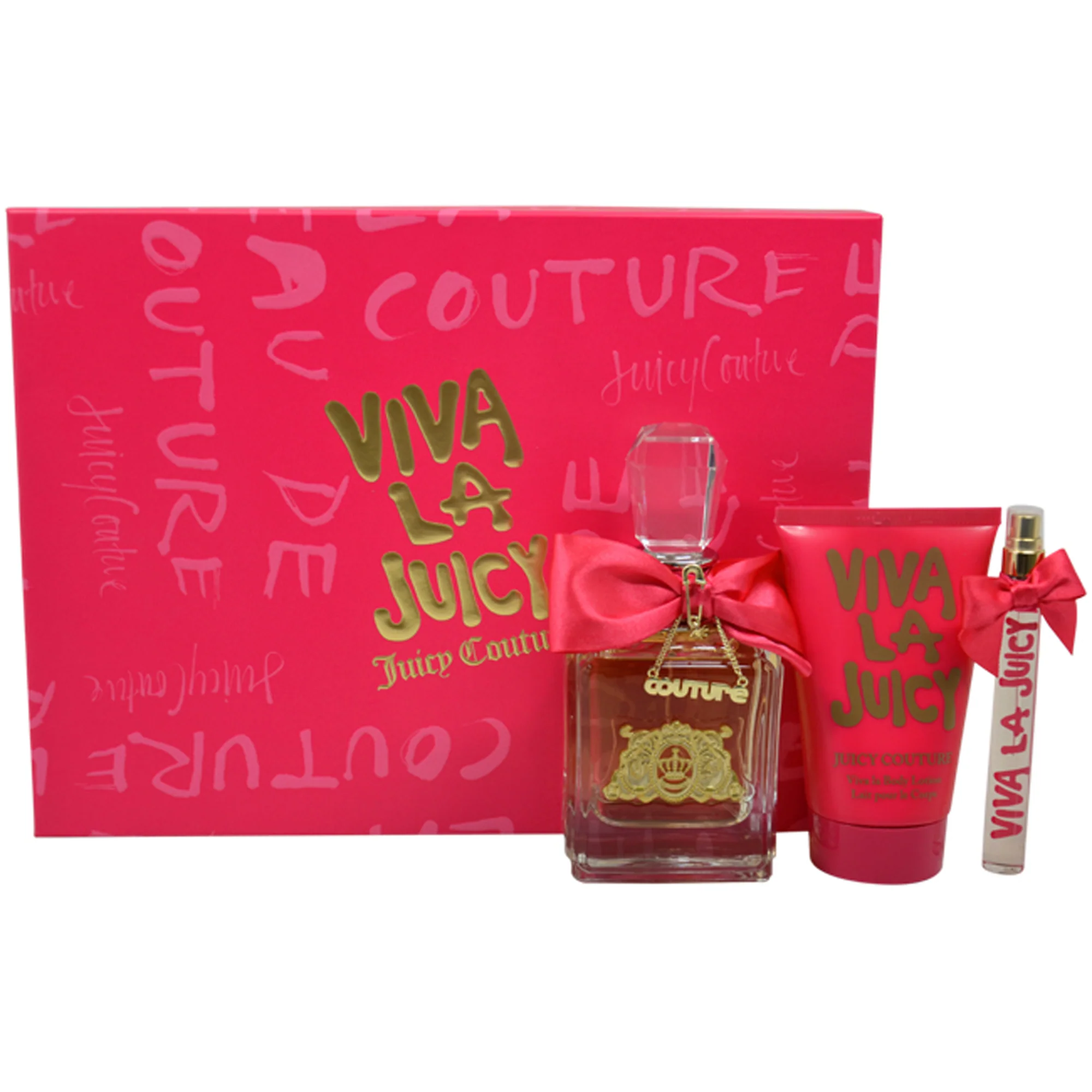 Viva La Juicy by Juicy Couture for Women - 3 Pc Gift Set 3.4oz EDP Spray, 0.33oz EDP Spray, 4.2oz Body Lotion - Olabens