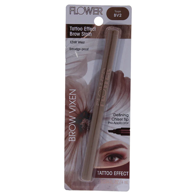 Brow Vixen Tattoo Effect Brow Stain - BV2 Taupe by Flower Beauty for Women - 0.034 oz Eyebrow - Olabens