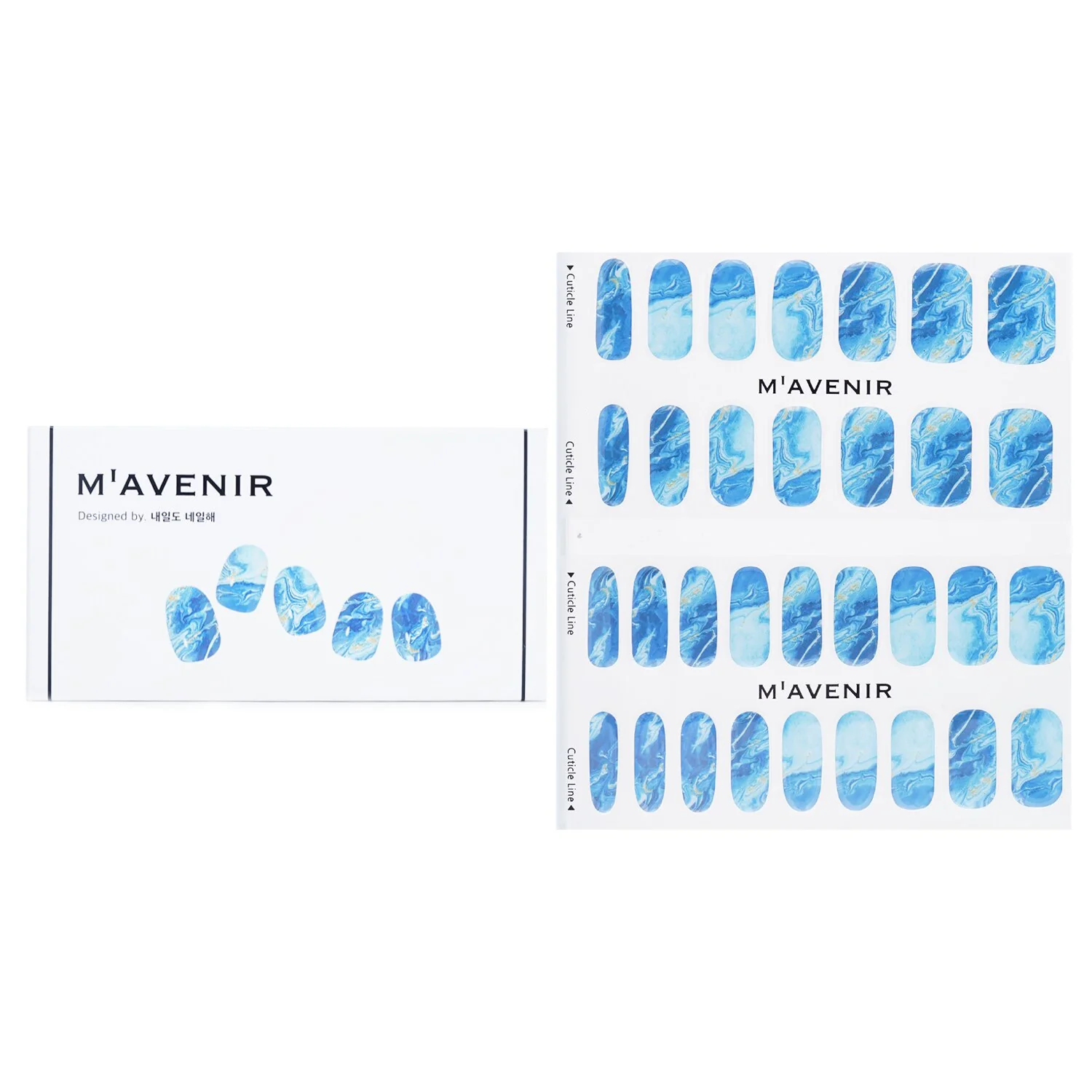 Mavenir Nail Sticker (Blue) - # A Starlit Night Nail  32pcs - Olabens