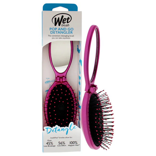 Wet Brush Pop and Go Detangler Brush - Pink by Wet Brush for Unisex - 1 Pc Hair Brush - Olabens