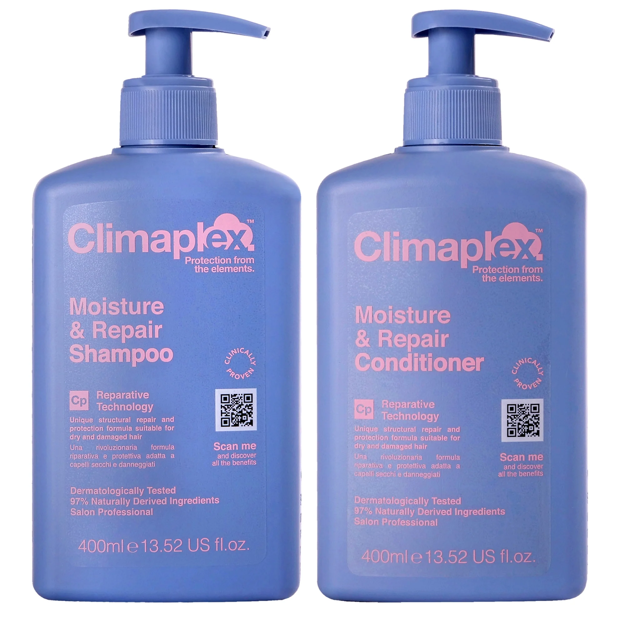 Moisture and Repair Conditioner and Moisture and Repair Shampoo Kit by Climaplex for Unisex - 2 Pc Kit 13.52oz Conditioner, 13.52oz Shampoo - Olabens