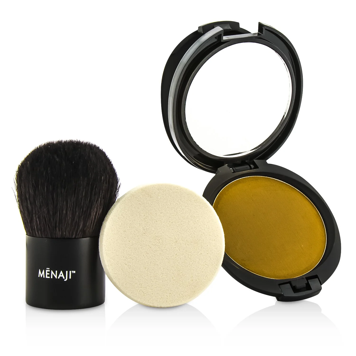 Menaji HDPV Anti-Shine Sunless Tan Kit: HDPV Anti-Shine Powder - T (Tan) 10g + Deluxe Kabuki Brush 1pc  2pcs - Olabens