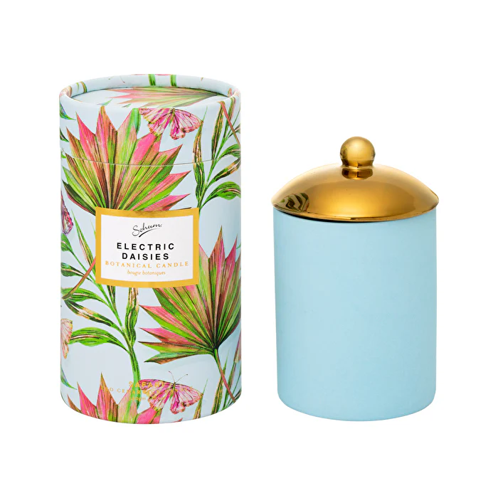 Sohum Safari Botanical Candle Eco Cedarwick Candle in Ceramic Jar Electric Daisies 340g - Olabens