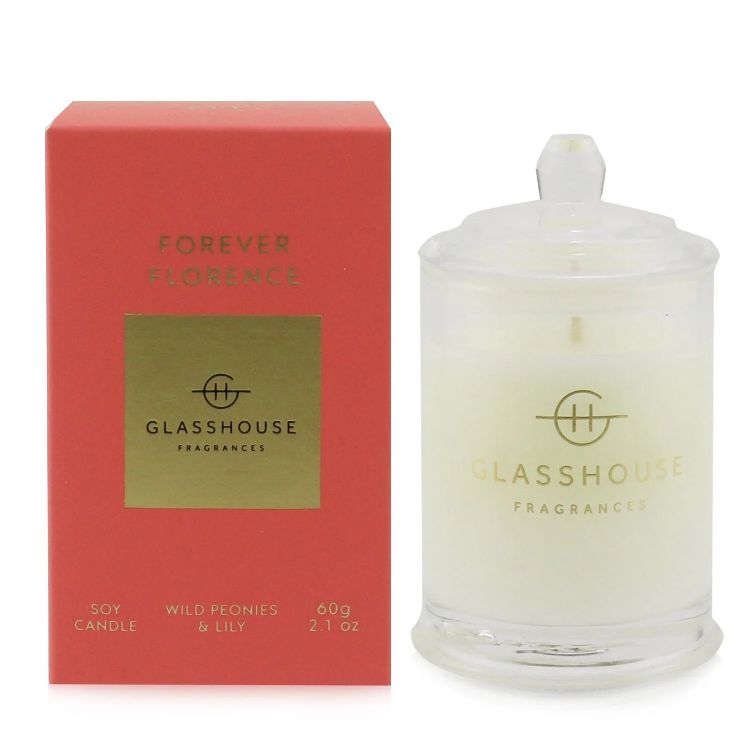 Glasshouse Triple Scented Soy Candle - Forever Florence (Wild Peonies & Lily)  60g/2.1oz - Olabens