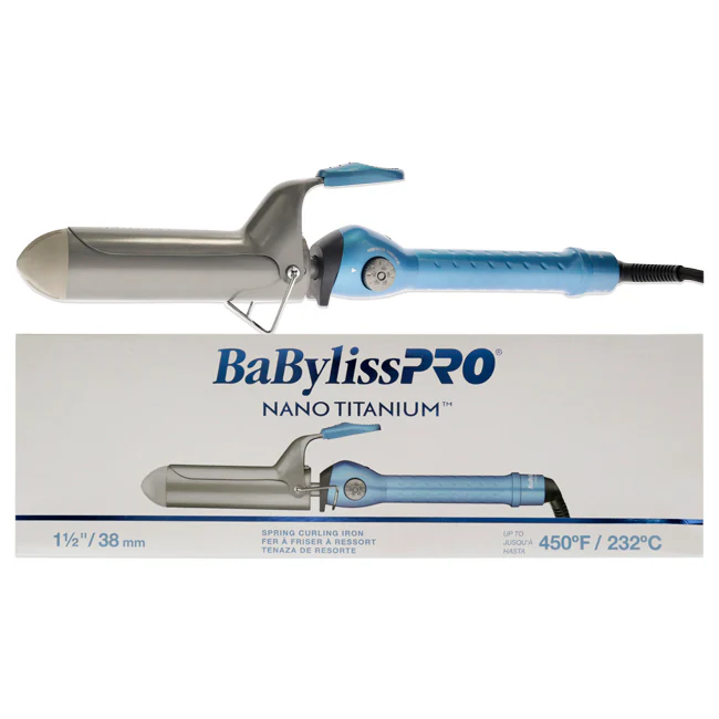 lissPRO Nano Titanium Spring Curling Iron - BNT150S - Silver-Blue by lissPRO for Unisex - 1.5 Inch Curling Iron - Olabens