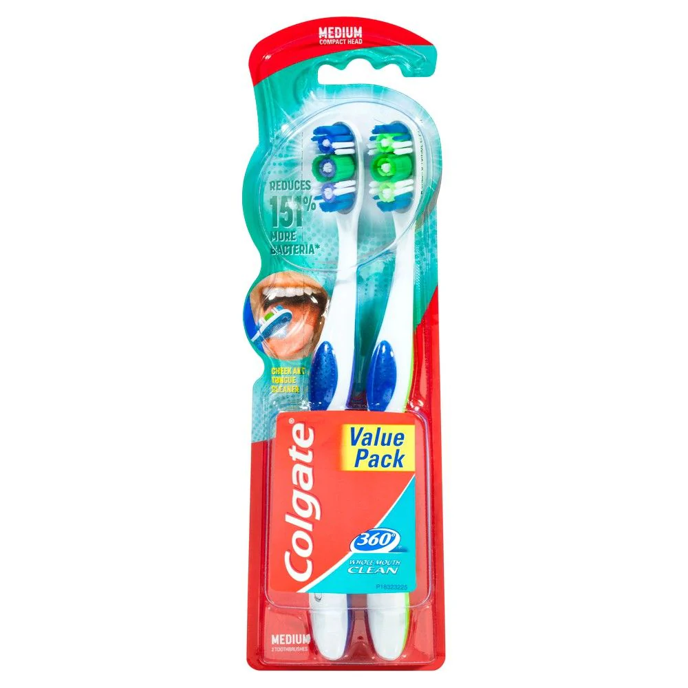 Colgate Toothbrush 360 Medium 2 Pack - Olabens