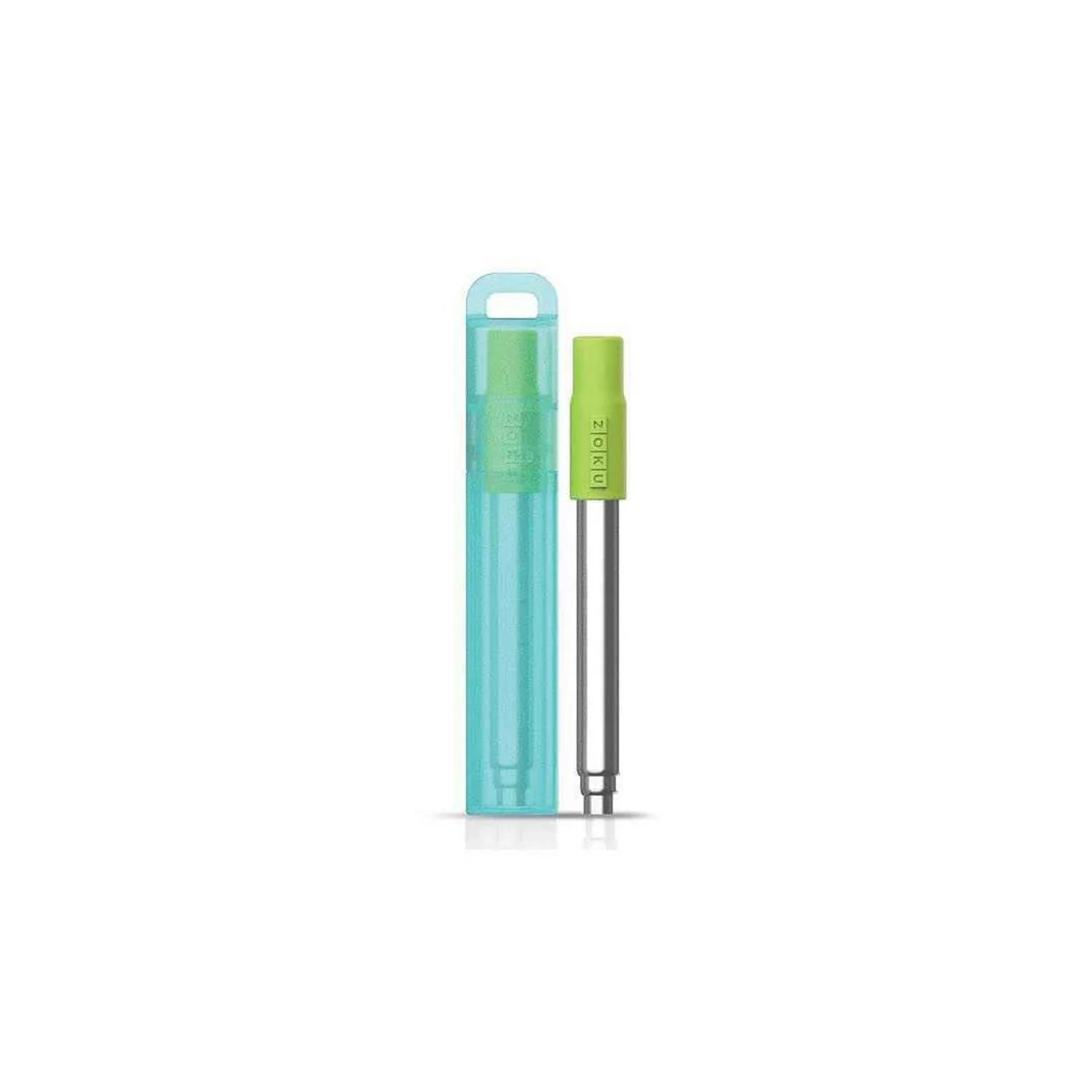 ZOKU Stainless Steel Reusable Pocket Straw  (Carrying Case & Cleaning Brush Included) - Teal  Fixed Size - Olabens