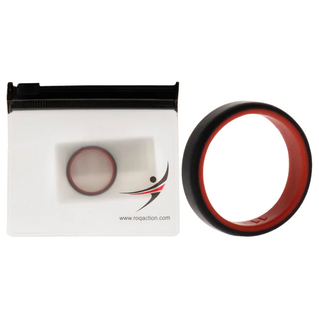 Silicone Wedding 6mm Brush 2Layer Ring - Red-Black by ROQ for Men - 11 mm Ring - Olabens