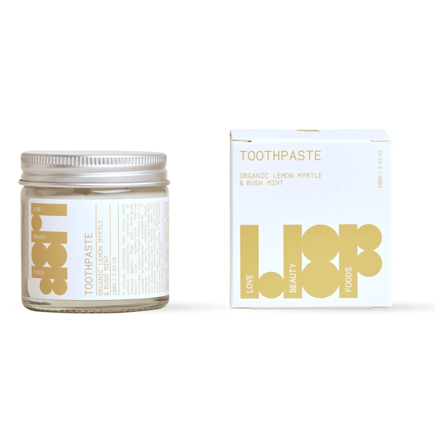 Love Beauty Foods Organic Lemon Myrtle & Bush Mint Toothpaste 100g - Olabens