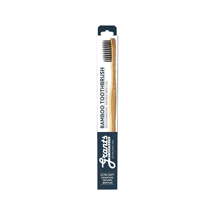 Grants Of Australia Biodegradable Bamboo Toothbrush with Charcoal Bristles Adult Ultra Soft - Olabens