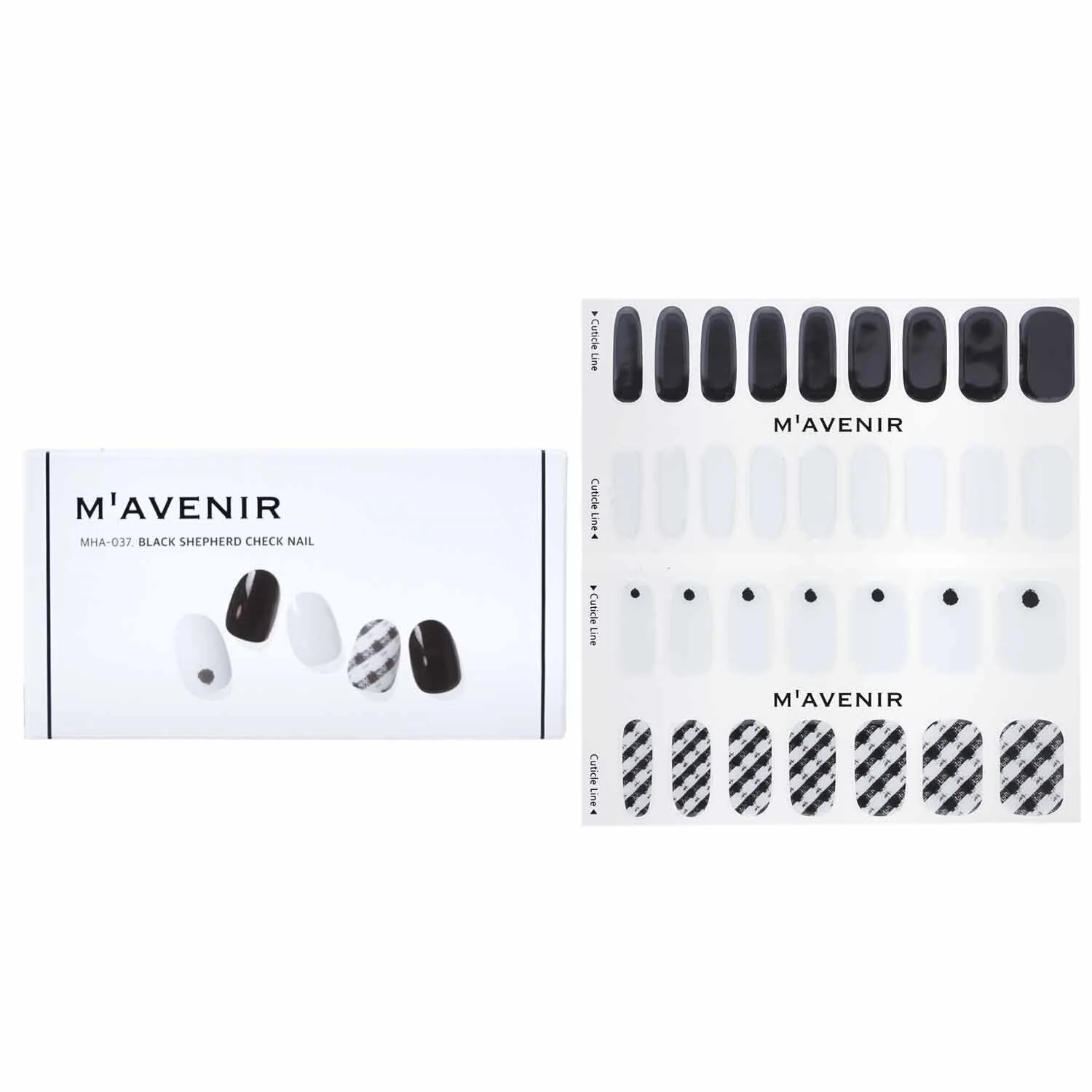 Mavenir Nail Sticker (White) - # Black Shepherd Check Nail  32pcs - Olabens