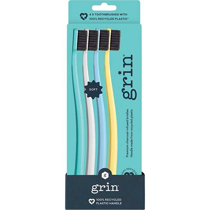 Grin 100% Recycled Toothbrush Soft Summer 8x4pk - Olabens