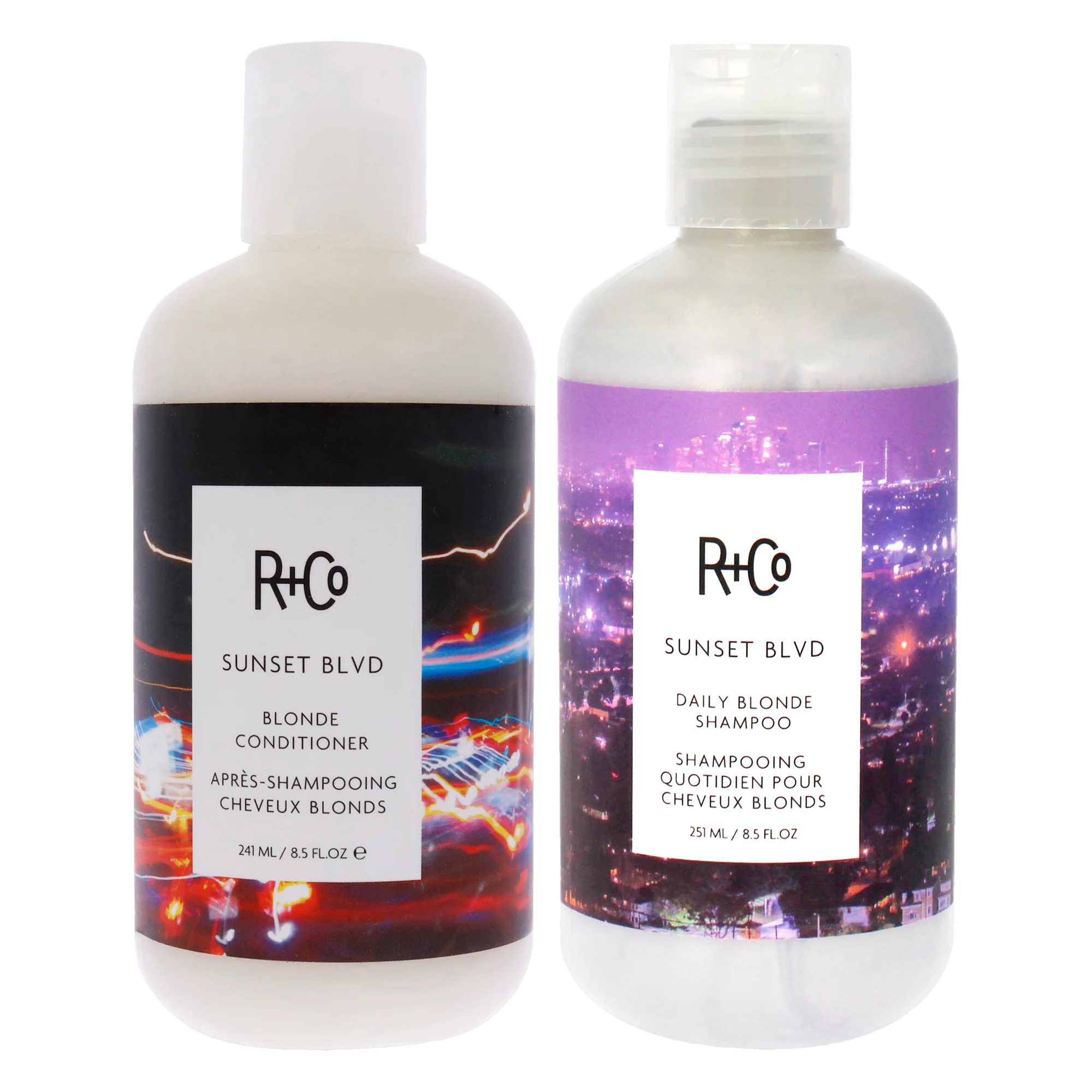 Sunset Blvd Blonde Shampoo and Conditioner Kit by R+Co for Unisex - 2 Pc Kit 8.5oz Shampoo, 8.5oz Conditioner - Olabens