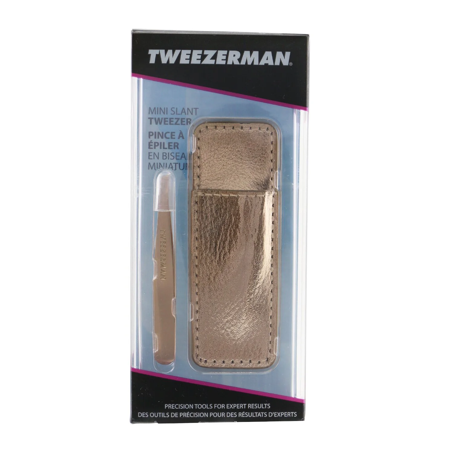 Tweezerman Mini Slant Tweezer With Case - Rose Gold - Olabens