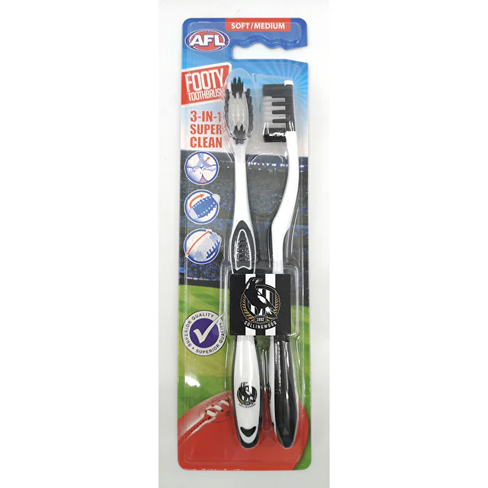 Afl Toothbrush Collingwood 2 Pack - Olabens