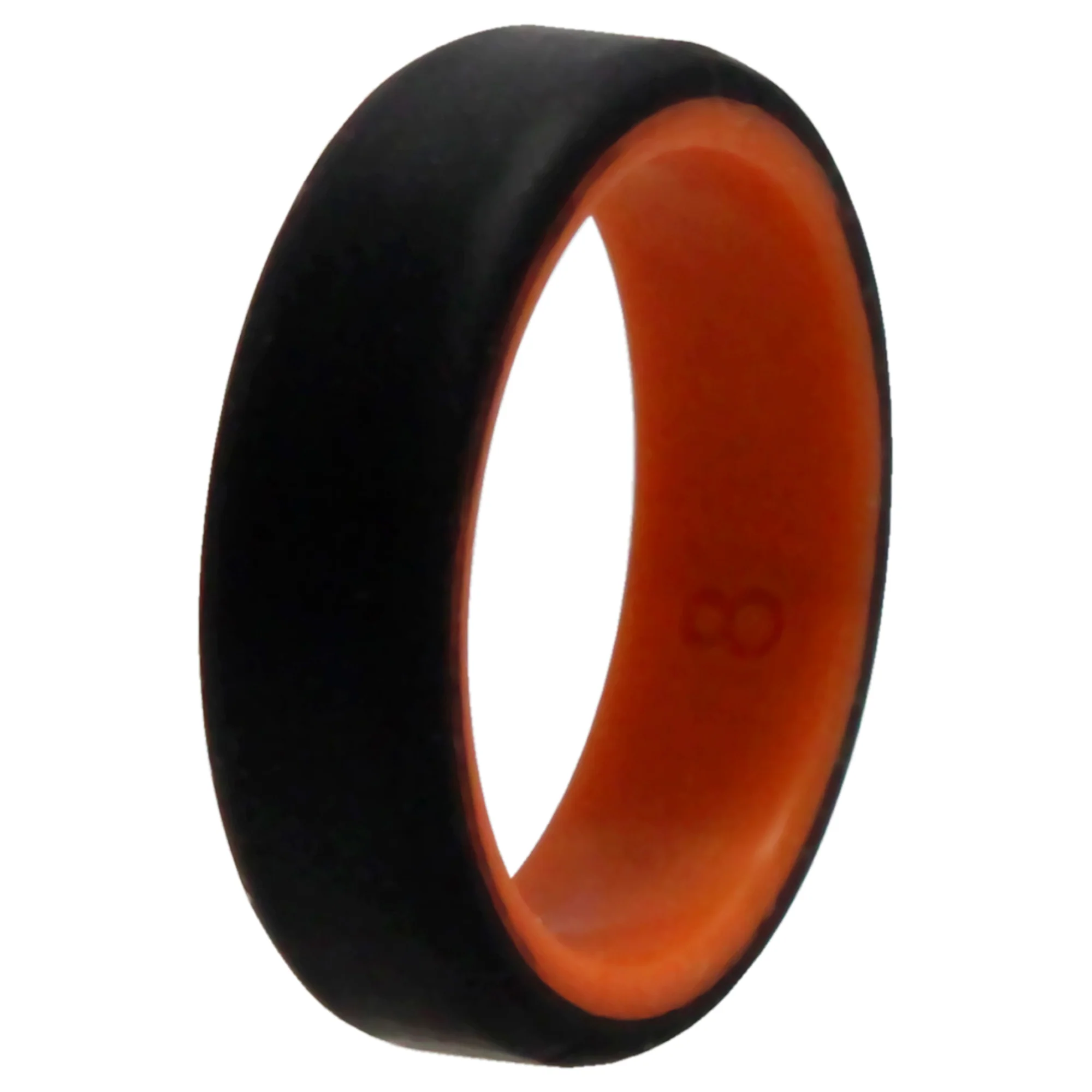 Silicone Wedding 6mm Brush 2Layer Ring - Orange-Black by ROQ for Men - 8 mm Ring - Olabens