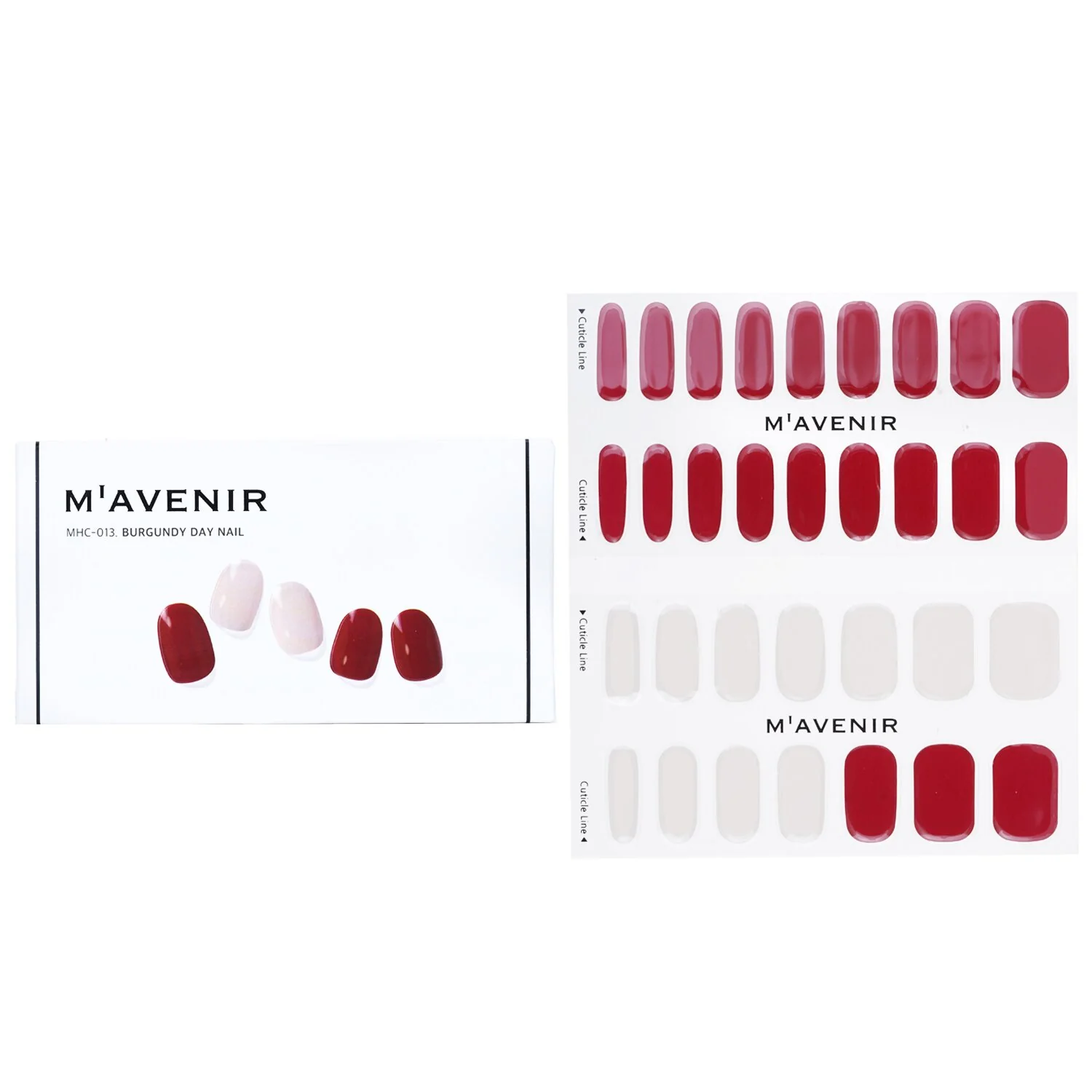 Mavenir Nail Sticker (Red) - # Burgundy Day Nail  32pcs - Olabens