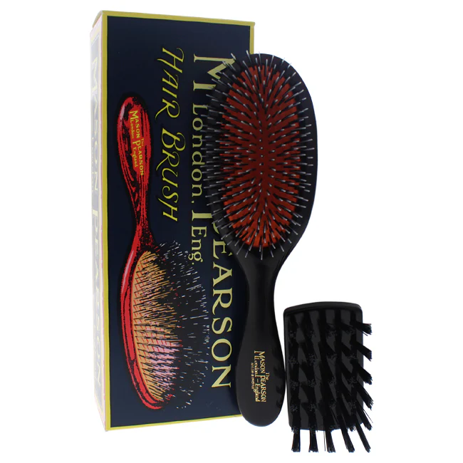 Handy Bristle and Nylon Brush - BN3 Dark Ruby by Mason Pearson for Unisex - 2 Pc Hair Brush and Cleaning Brush - Olabens