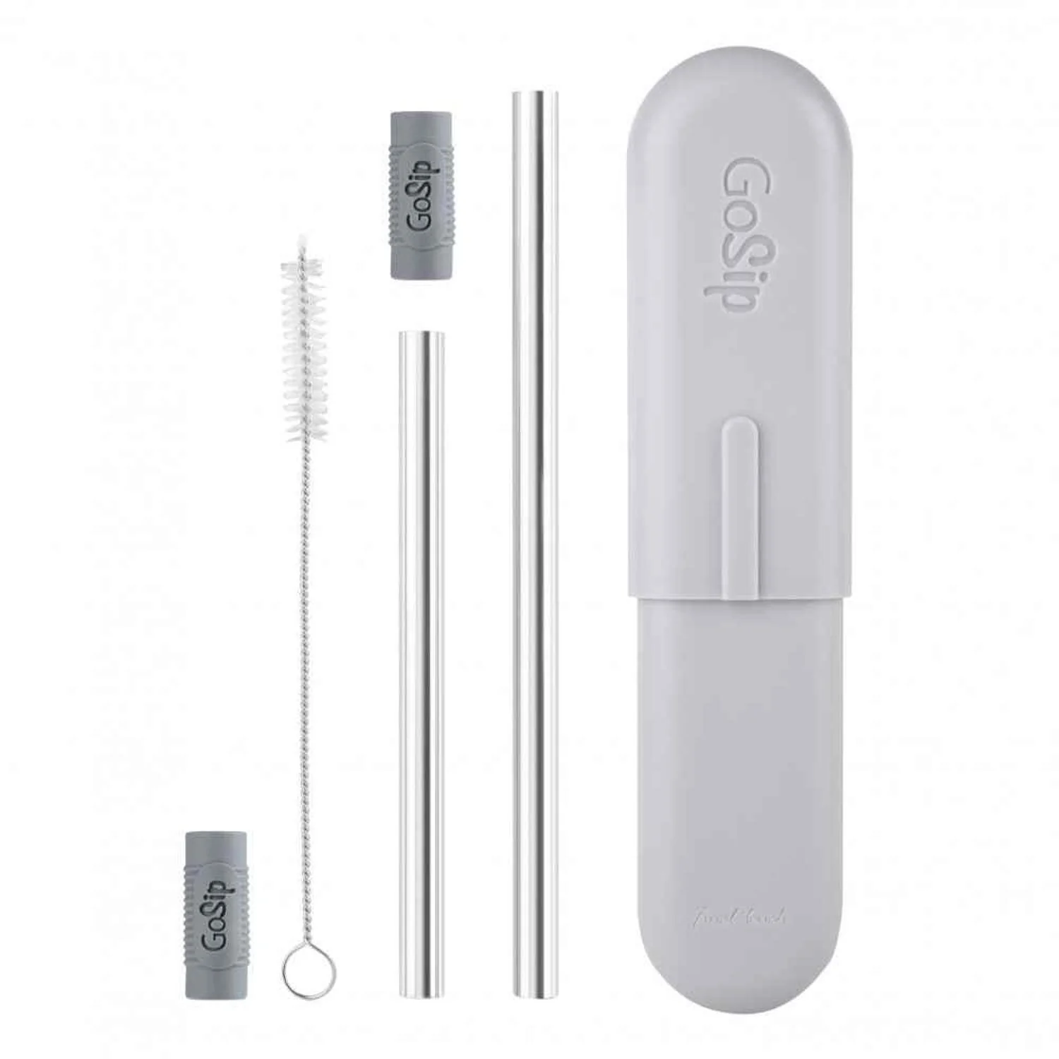 Final Touch GoSip Stainless Steel Multi-Use Straws (Cleaning Brush & Case Included)  Fixed Size - Olabens