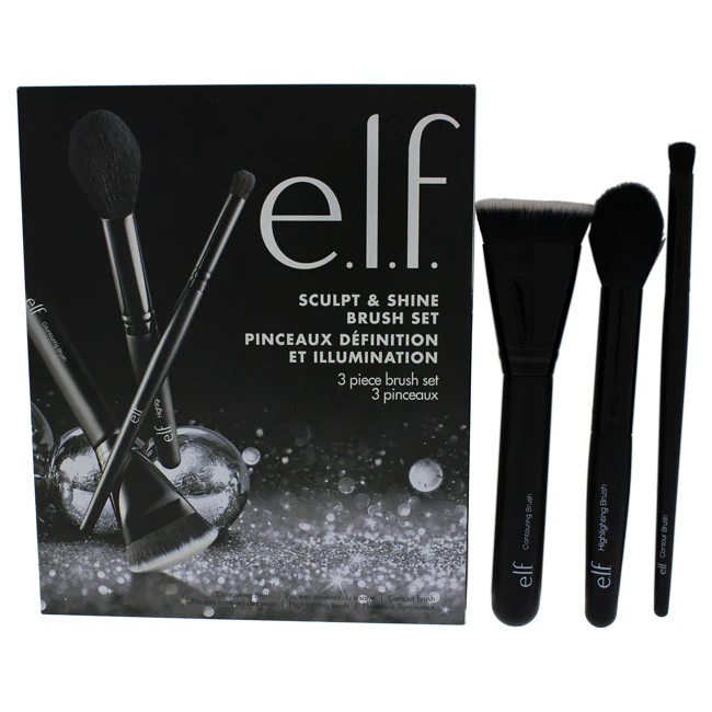 e.l.f. Sculpt and Shine Brush Set by e.l.f. for Women - 3 Pc Contouring Brush, Highlighting Brush, Contour Brush - Olabens