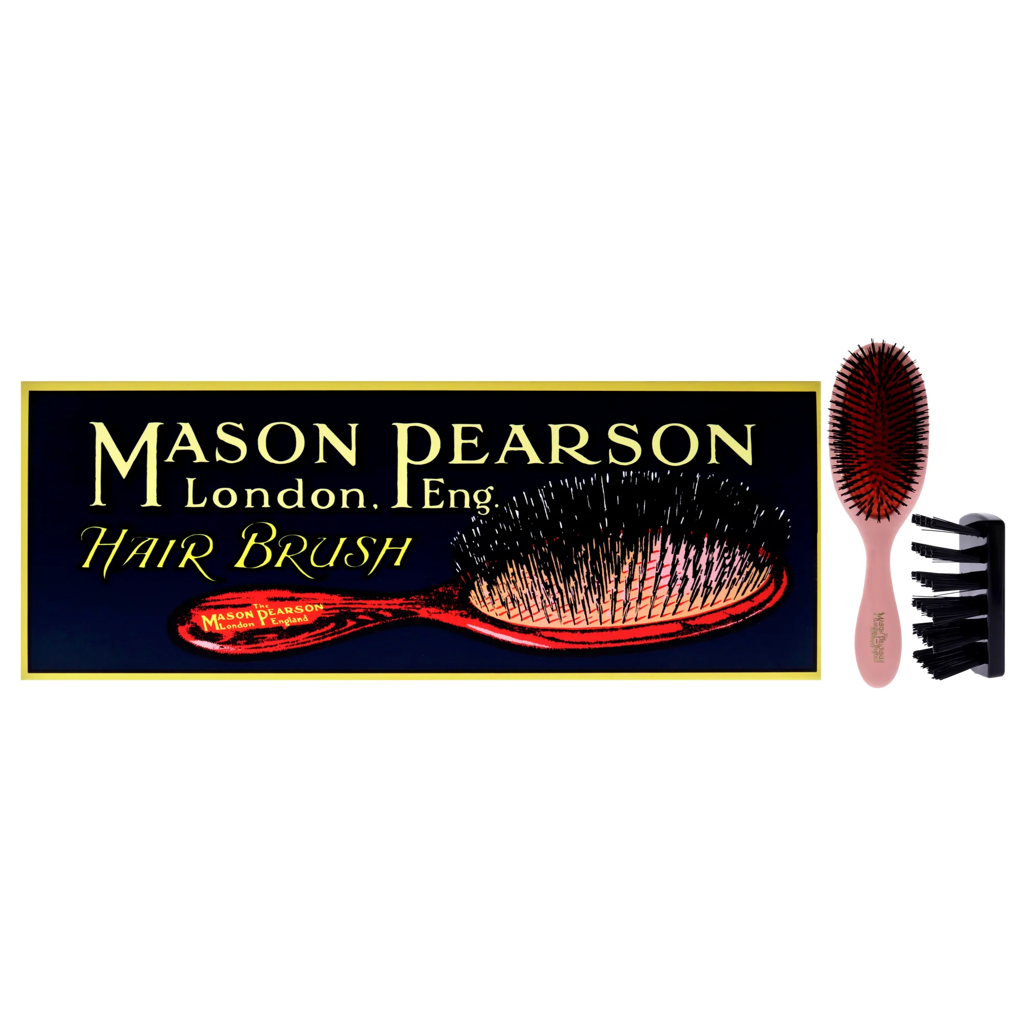 Handy Pure Bristle Brush - B3 Pink by Mason Pearson for Unisex - 2 Pc Hair Brush, Cleaning Brush - Olabens