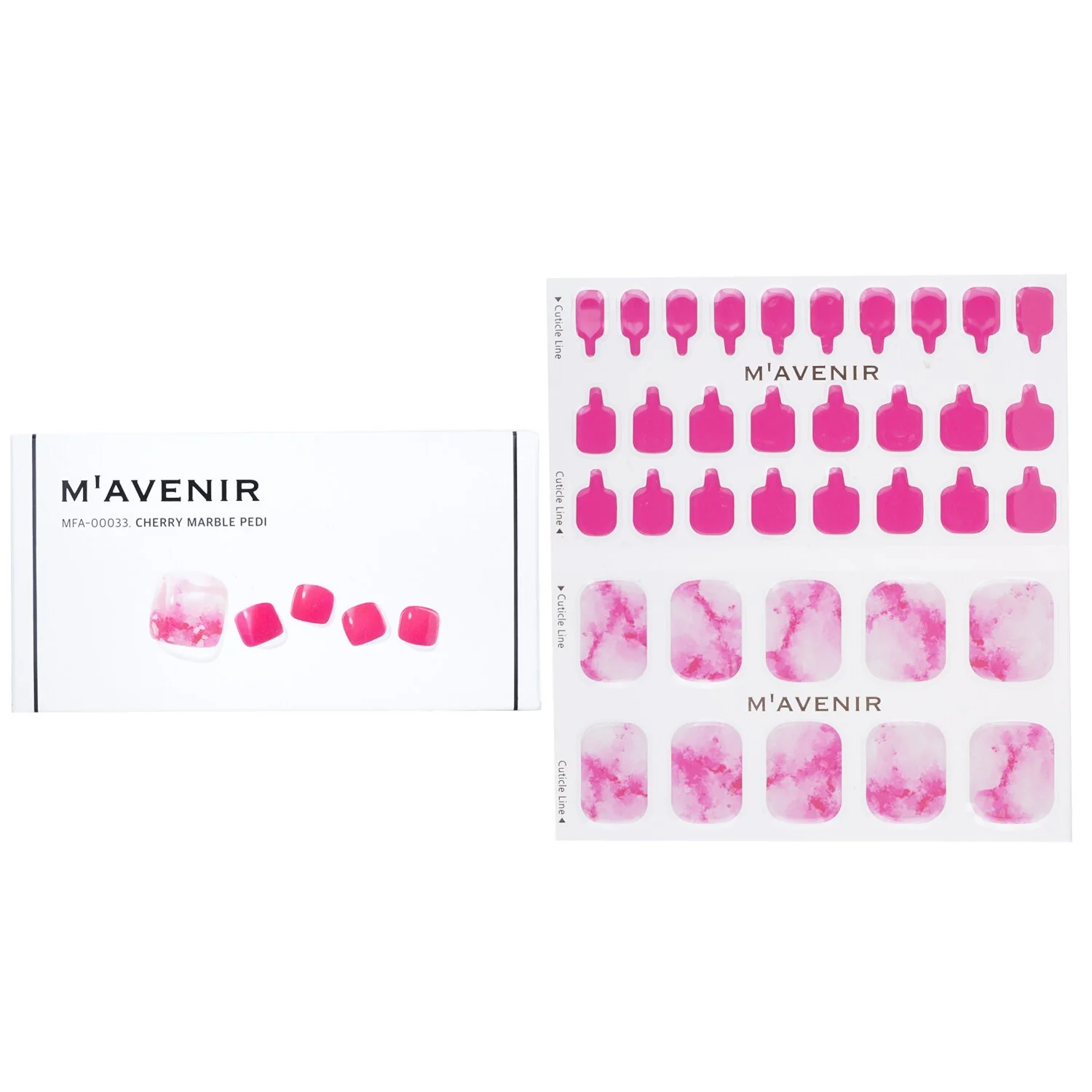 Mavenir Nail Sticker (Pink) - # Cherry Marble Pedi  36pcs - Olabens
