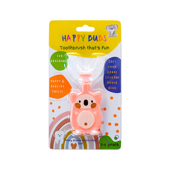 Happy Bubs Toothbrush Silicon U Shape Bear Pink (2 to 6 Years) - Olabens