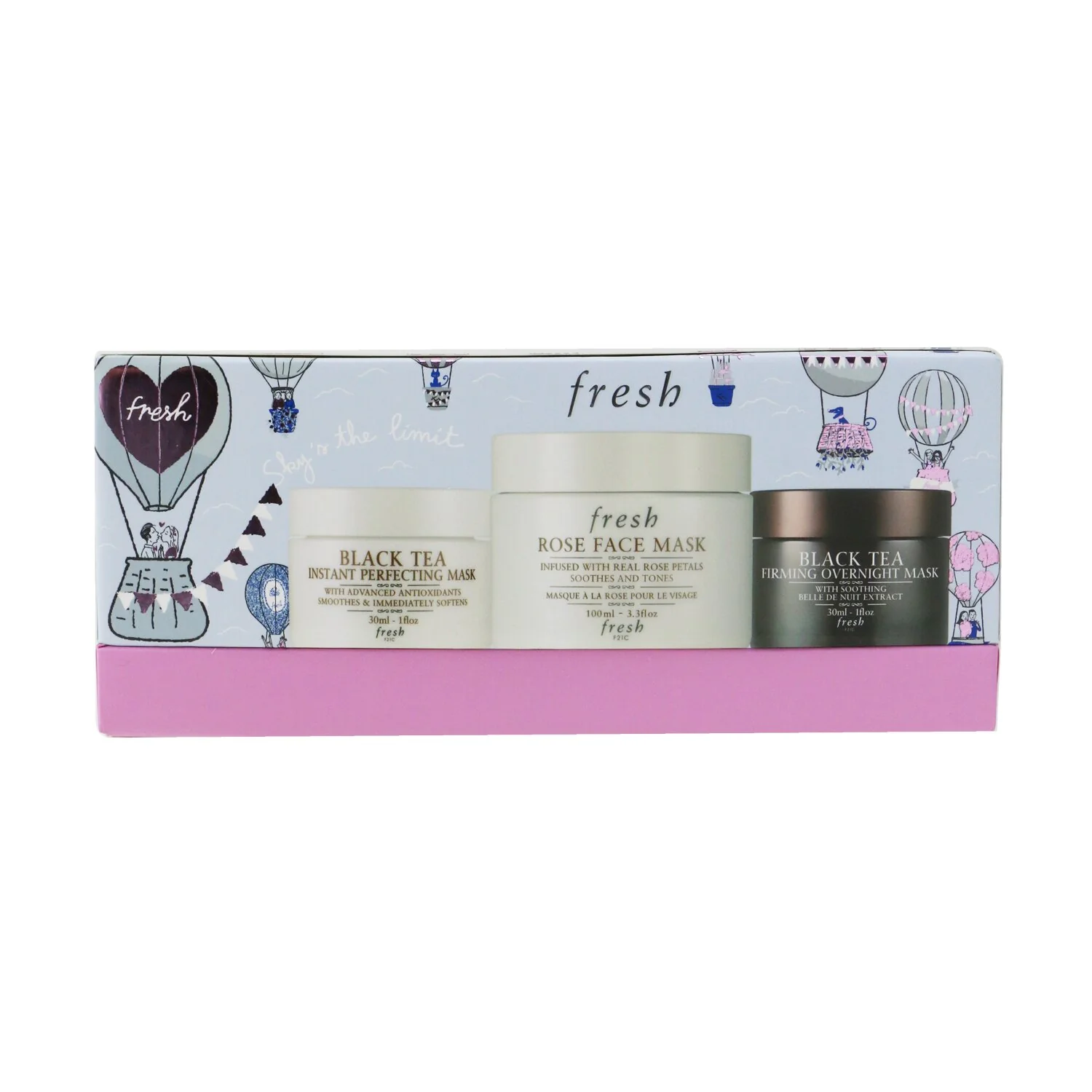 Fresh Face Mask Set: 1x Rose Face Mask - 100ml/3.3oz + 1x Black Tea Firming Overnight Mask - 30ml/1oz + 1x Black Tea Instant Perfecting Mask - 30ml/1oz  3pcs - Olabens