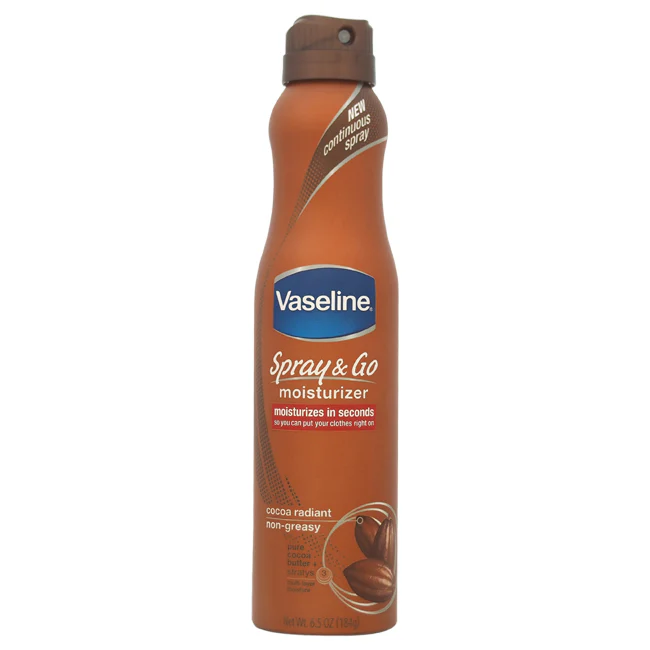 Vaseline Spray & Go Moisturizer Cocoa Radiant Non-Greasy by Vaseline for Unisex - 6.5 oz Moisturizer - Olabens