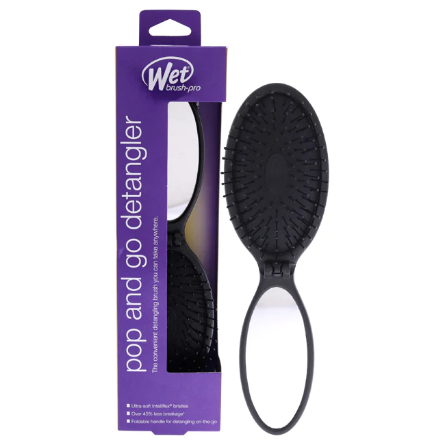 Wet Brush Pro Pop and Go Detangler Brush - Black by Wet Brush for Unisex - 1 Pc Hair Brush - Olabens