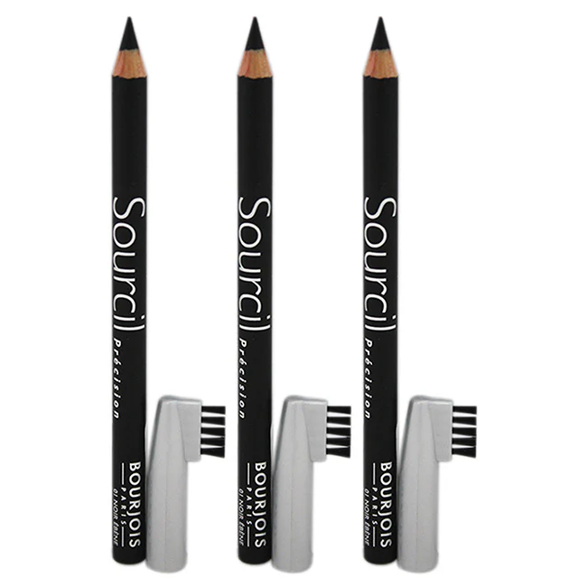 Bourjois Sourcil Precision Eyebrow Pencil - 01 Noir Ebene by Bourjois for Women - 0.04 oz Eyebrow Pencil - Pack of 3 - Olabens