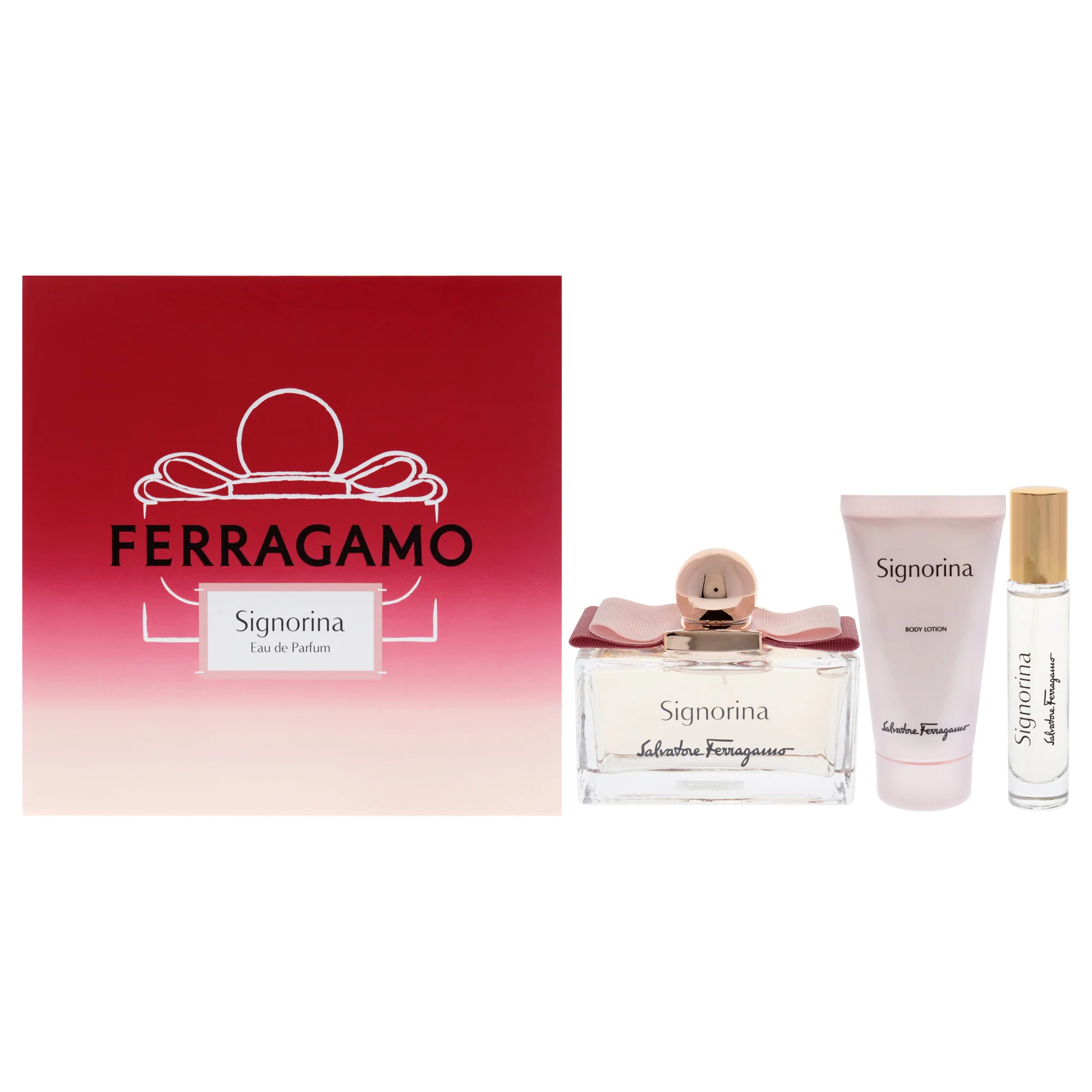 Signorina by Salvatore Ferragamo for Women - 3 Pc Gift Set 3.4oz EDP Spray, 1.7oz Body Lotion, 0.34oz EDP Spray - Olabens