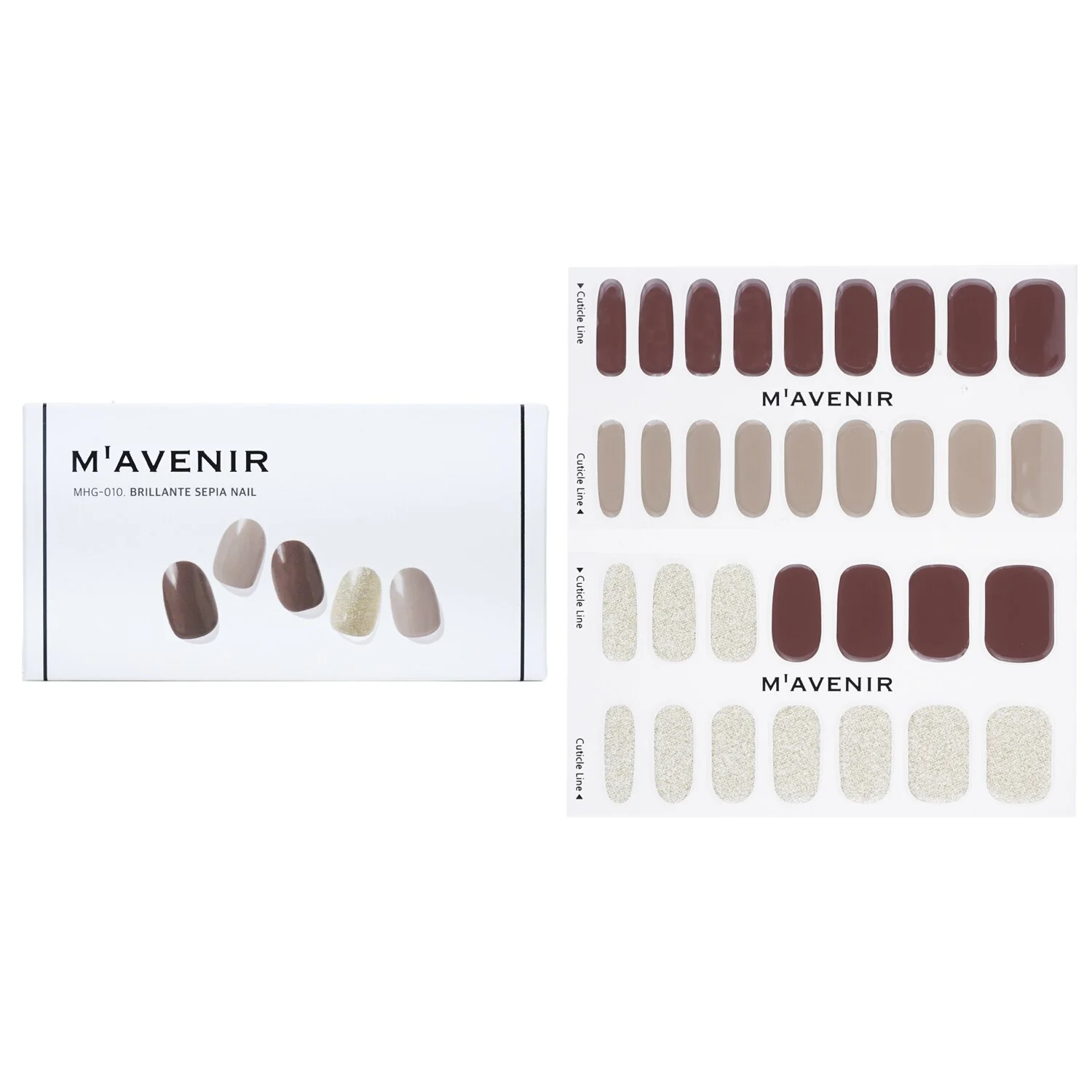 Mavenir Nail Sticker (Assorted Colour) - # Brillante Sepia Nail  32pcs - Olabens